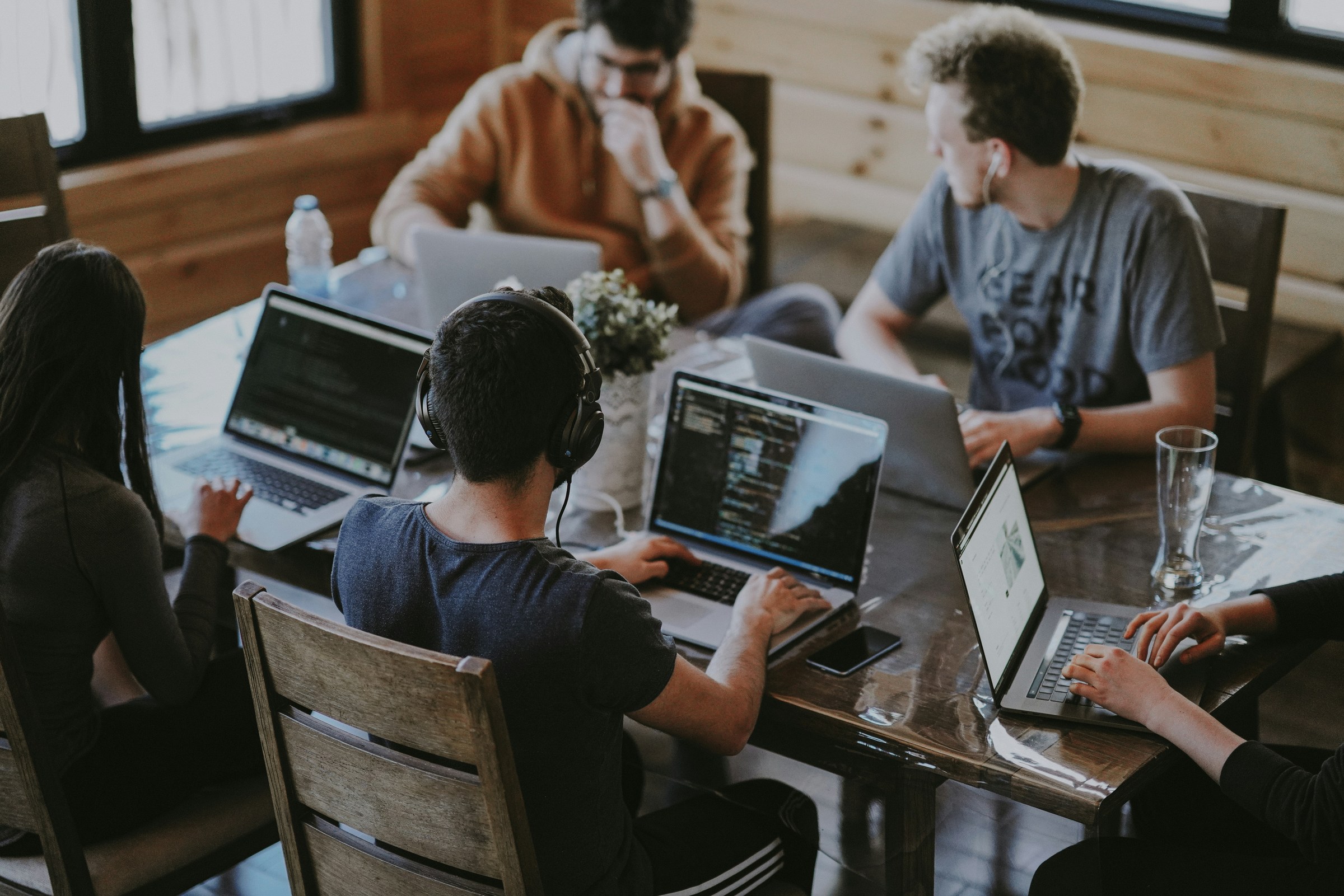 Professionals collaborating in a modern learning environment